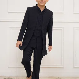 Vastramay Boys Slim Fit Embroidered Sherwani Set-49