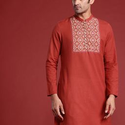 Anouk Men Yoke Design Cotton Linen Indie Prints Kurta-49