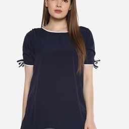 Qurvii Plus Size Women Navy Blue Solid Top-image-78