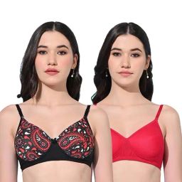 FIMS Black & Pink Printed Bras - Pack Of 2-picture-42