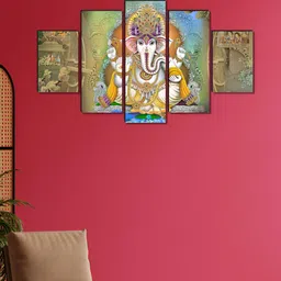 Myntra Elegant Homes White & Green 5 Piece Wood Religious Wall Paintings-image-74
