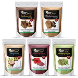 Online Quality Store Set Of 5 Amla Reetha Shikakai Bhringraj & Hibiscus Powder - 180g Each-2