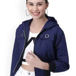 Funday Fashion Women Hooded Bomber Jacket-42