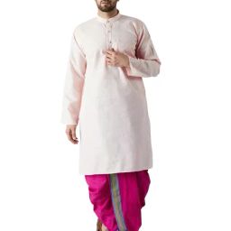 Sojanya Peach & Dark Pink Regular Fit Kurta Set-image-4