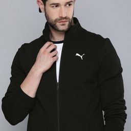 Puma Men Black Slim Fit Zippered Track Sweatshirt-image-91
