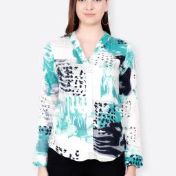 Cation Off-White & Green Printed Shirt-picture-9