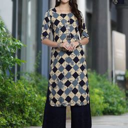 Moda Rapido Selection Of 2 Geometric Printed Round Neck Straight Kurta-picture-10
