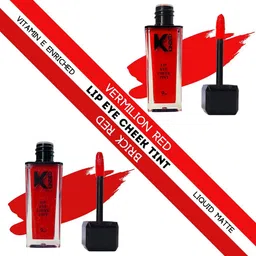 KINDED Set of 2 Lip Eye Cheek Tint with Vitamin E - Vermilion Red 03 & Brick Red 04-12