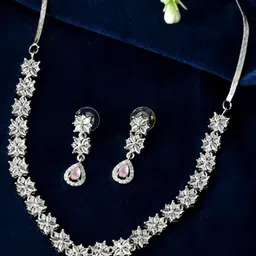 Anouk Silver-Plated Stainless Steel American Diamond Jewellery Set-37