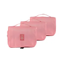 Aura Pink Set of 3 Regular Makeup Organiser Organisers-11
