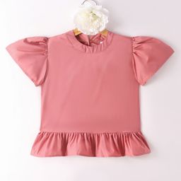 Kookie Kids Half Sleeves Top Solid - Pink-picture-26