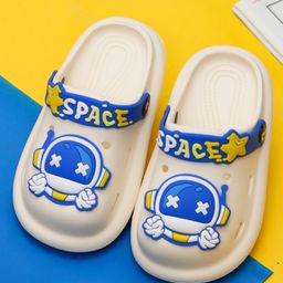 Yellow Bee Space Theme Astronaut Designed Sling Back Clogs - White & Blue-image-16