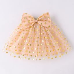 Kookie Kids Above Knee Length Polka Dots Printed Skirt with Bow - Pink-image-49