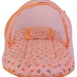 Babytoons Cotton Modern New Born Baby Mosquito and Insect Protection Net/Mattress (Orange, 0-12 Months)-20