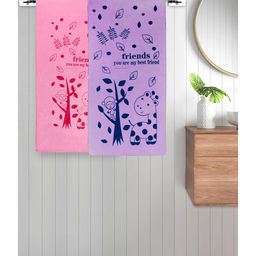 FABINALIV Set of 2 Multicolor Cartoon 300 GSM Cotton Kids Bath Towels (115X60 cm)-image-98
