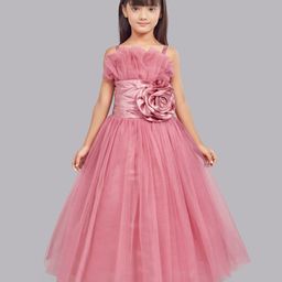 PinkChick Sleeveless Floral Applique & Ruffle Detailed Fit and Flared Gown - Rose-image-81