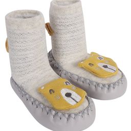 Kidofash Cotton Animal Applique Detailed Colour Blocked Sock Shoes - Grey-image-100