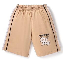 Taeko Single Jersey Knit Knee Length Shorts With Text Print - Tan-image-73