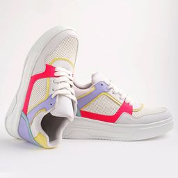 Shoetopia Colour Blocked Lace Up Sneakers - White-picture-41