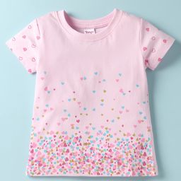 Tango Single Jersey Knit Half Sleeves Top with Heart Print - Pink-image-61