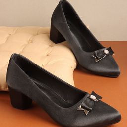 ICONICS Women Party Block Pumps with Bows-picture-22
