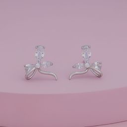 Kushal's Fashion Jewellery Rhodium-Plated Floral shaped Zircon Studded Studs Earrings-picture-37
