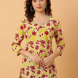 NEESH Ethnic Motifs Printed Thread Work Pure Cotton Thread Work Kurti-22