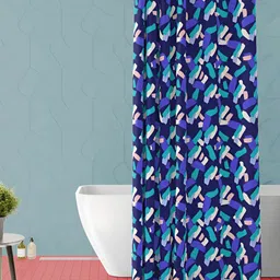 ArtzFolio Navy Blue and Green Abstract Printed Waterproof Shower Curtain-picture-30