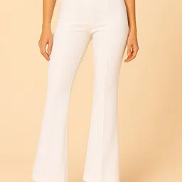 SHAHVEER CREATION Women Flared High-Rise Easy Wash Bootcut Trousers-image-44