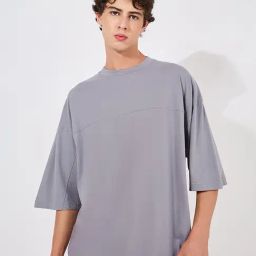 Styli Light Grey Boxy Fit Printed Crew T-Shirt-picture-18