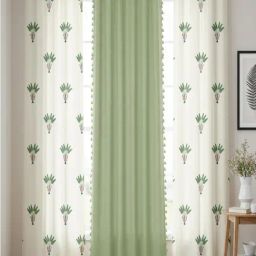 Urban Space Green Cotton Classic Curtains for Window - Set of 3-38