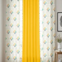 Urban Space Yellow Cotton Classic Curtains for Door - Set of 3-40