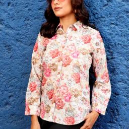 Jaipur Kurti Peach Floral Print Shirt-picture-19