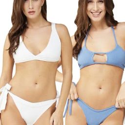 Secrets By ZeroKaata Blue & White Plain Swimwear Bra Panty Set - Pack Of 2-image-32