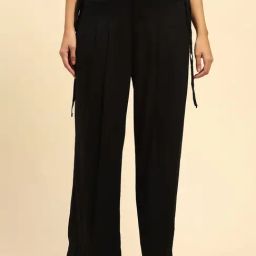 Global Republic Black Solid Palazzos-image-24