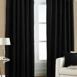 213 cm (7 ft) Polyester Semi Transparent Door Curtain (Pack Of 2) (Solid, Black)-image-65