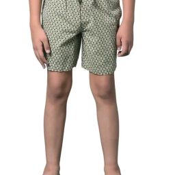 Crimsoune Club Boys Olive Cotton Slim Fit Self Design Lounge Shorts-image-61
