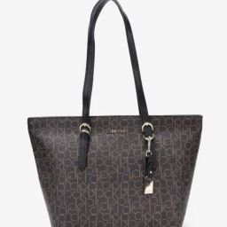 CALVIN KLEIN Dark Brown Logo Large Tote-picture-24