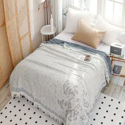 JC HOME Black & White Floral AC Room 380 GSM Single Bed Quilt-image-14