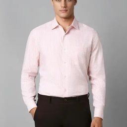 Louis Philippe Pink Regular Fit Checks Shirt-picture-18
