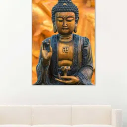 999store Orange & Grey Buddha Image Canvas Painting-8