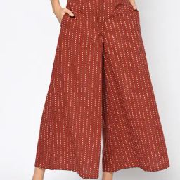 Fabindia Brown & White Cotton Printed Palazzos-image-35