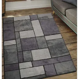 Saral Home Modern Grey Microfibre Carpet - Set of 1-22