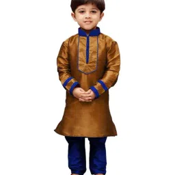 VASTRAMAY Kids Coffee Brown Kurta Set-image-47