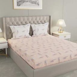 Raymond Home Pink Cotton 144 TC King Bedsheet with 2 Pillow Covers-image-17
