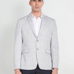 Arrow Grey Slim Fit Self Pattern Blazer-image-8