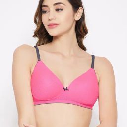 Clovia Pink Non Wired Padded T-Shirt Bra-image-76