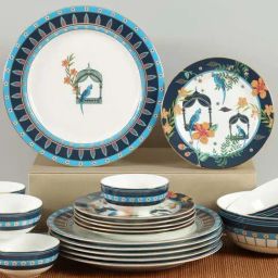 India Circus White & Sky Blue Ceramic Dinner Set-image-68