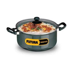 Hawkins Black & Transparent Hard Anodised 26.1 cm Non-Stick Stew Pot (5 L) - Set of 1-6