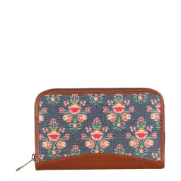 ZOUK Blue Printed Zip Around Wallet for Women image 1